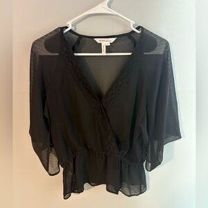BCBGeneration • Lace & Sheer Black Blouse Top